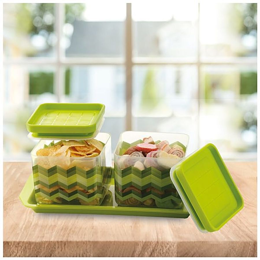 Asian Kitchen King Festival Storage Container Set & Snack Tray - Green