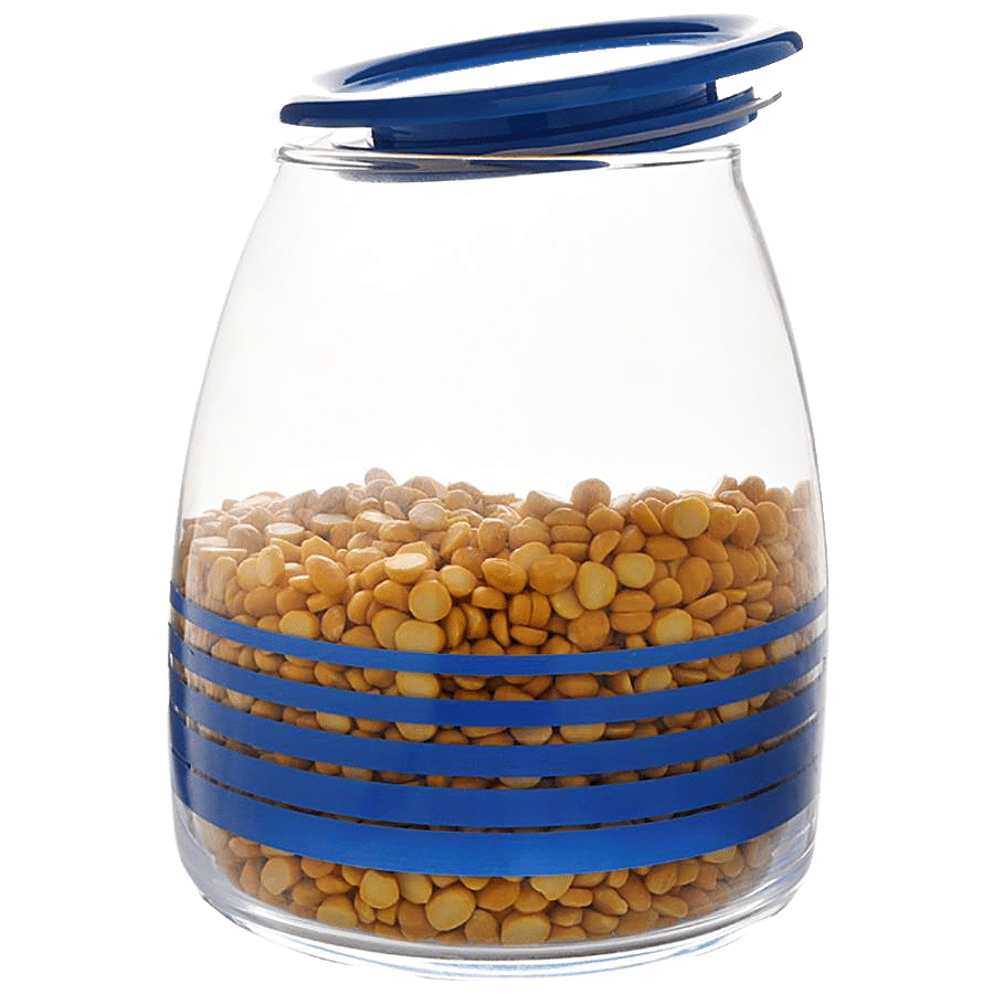 BB Home Airtight Storage Jar with Blue Lid - Transparent