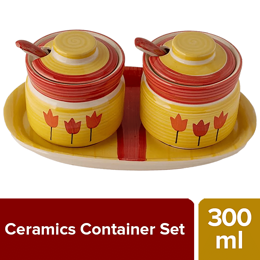 BB Home Earth Ceramic Kitchen Container - Floral Design