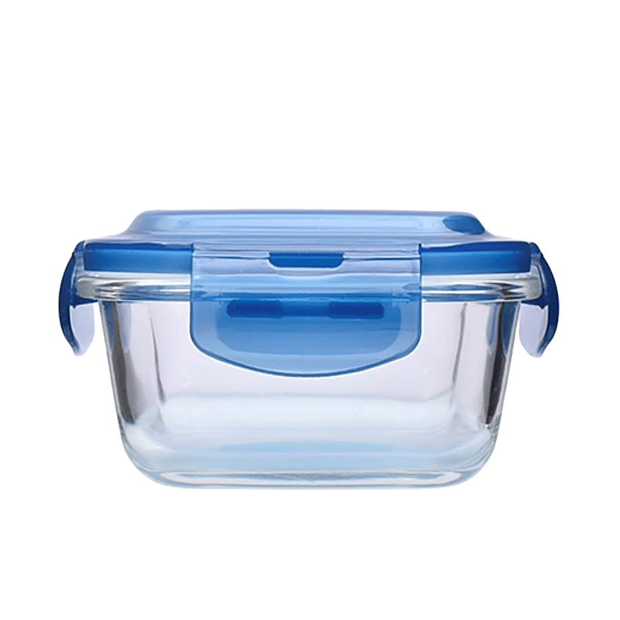 BB Home Food Container with Dark Blue Lid - Transparent