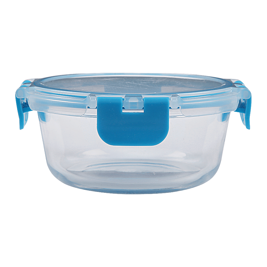 BB Home Food Container with Dark Blue Lid - Transparent