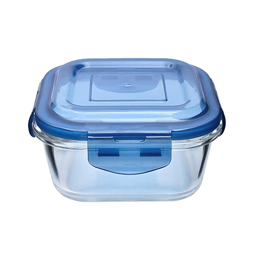 BB Home Food Container with Dark Blue Lid - Transparent