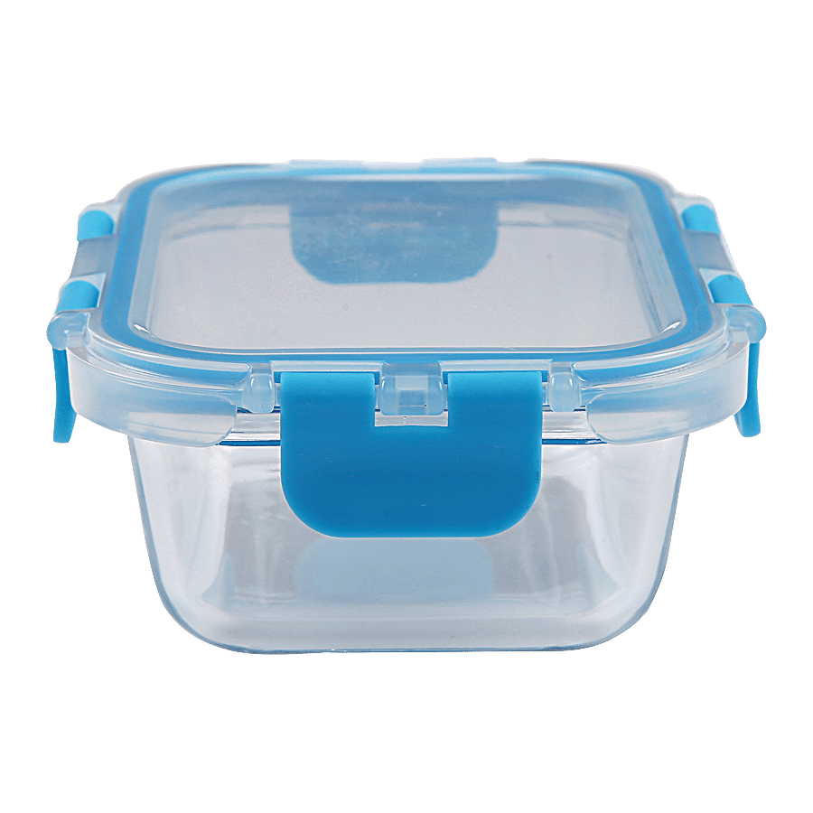 BB Home Food Container with Dark Blue Lid - Transparent