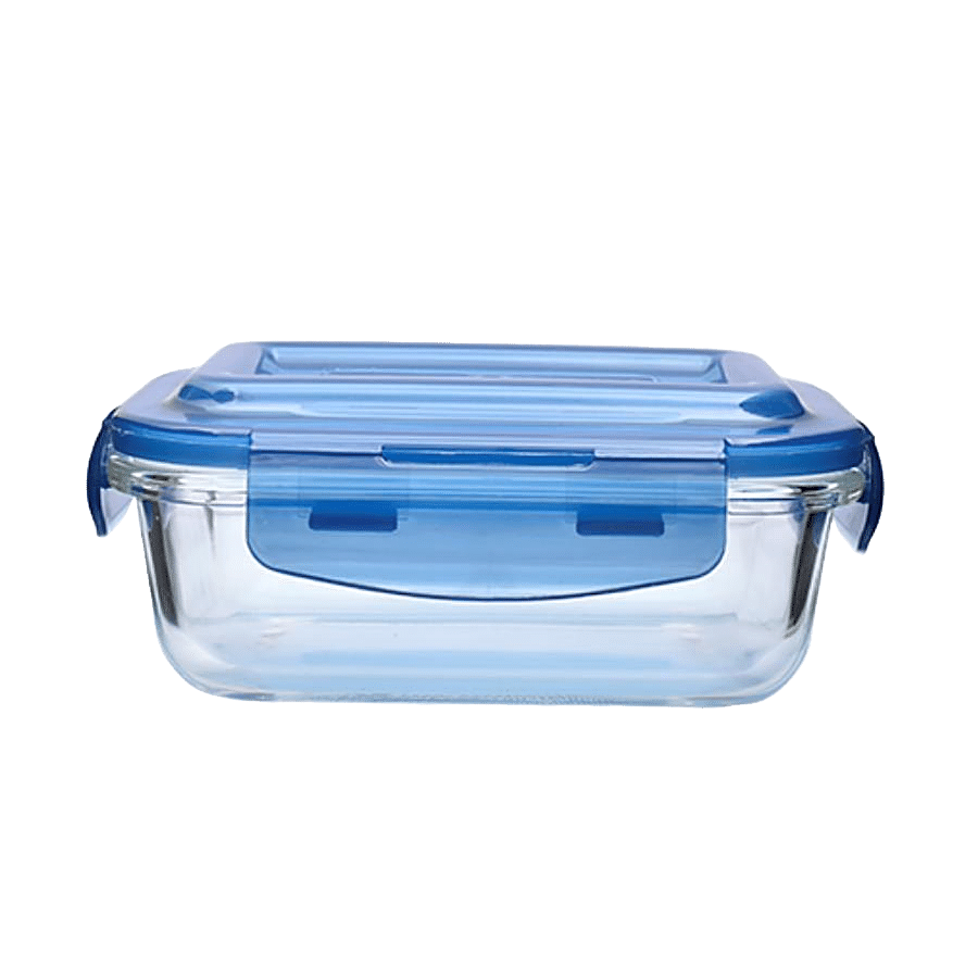 BB Home Food Container with Dark Blue Lid - Transparent