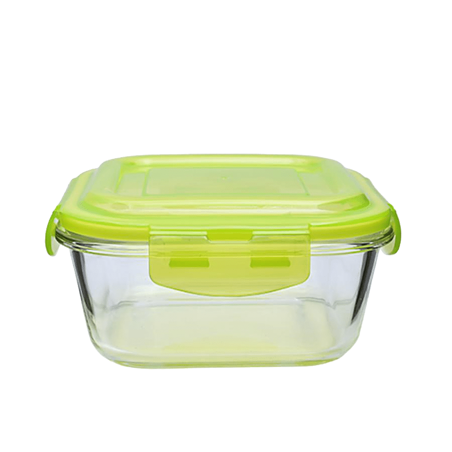 BB Home Food Container with Green Lid - Transparent