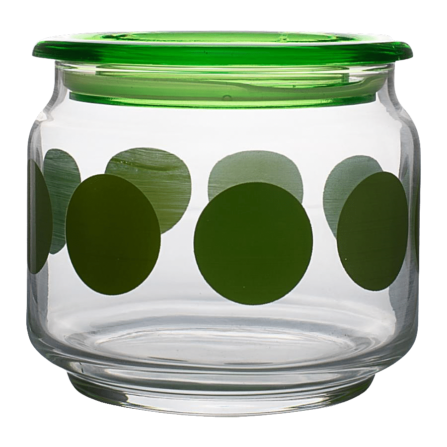 BB Home Marino Airtight Storage Jar with Green Lid - Transparent