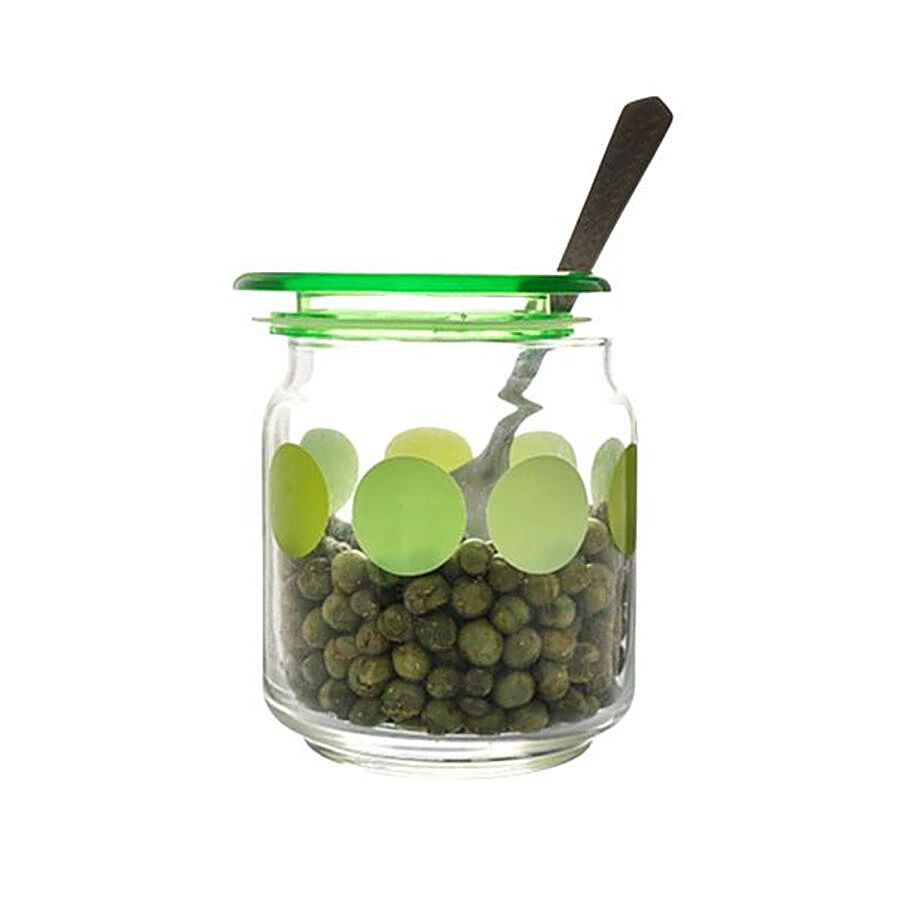 BB Home Marino Airtight Storage Jar with Green Lid - Transparent