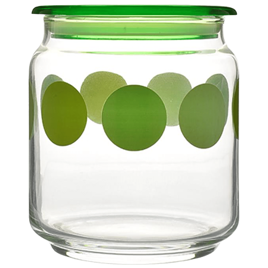 BB Home Marino Airtight Storage Jar with Green Lid - Transparent