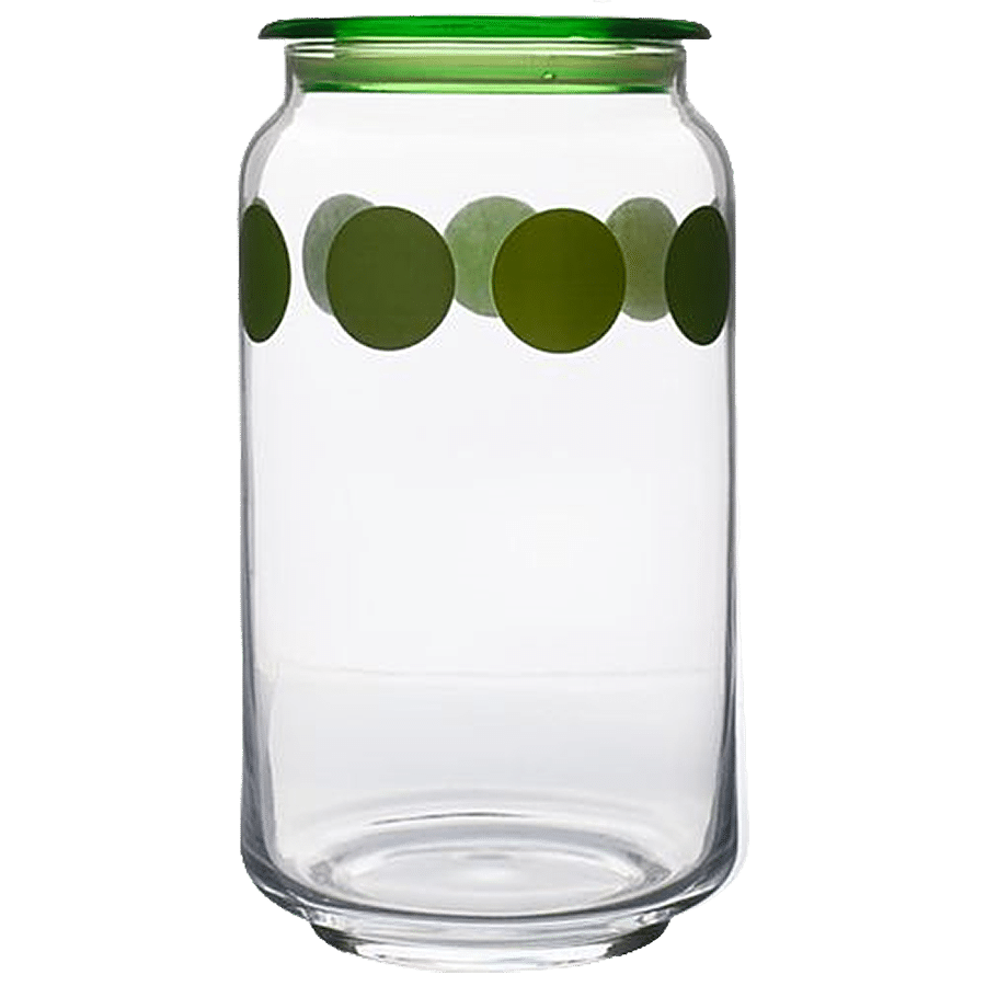 BB Home Marino Airtight Storage Jar with Green Lid - Transparent