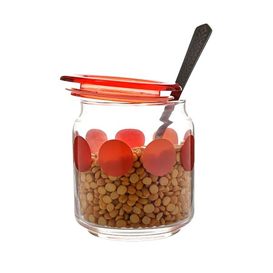 BB Home Marino Airtight Storage Jar with Red Lid - Transparent