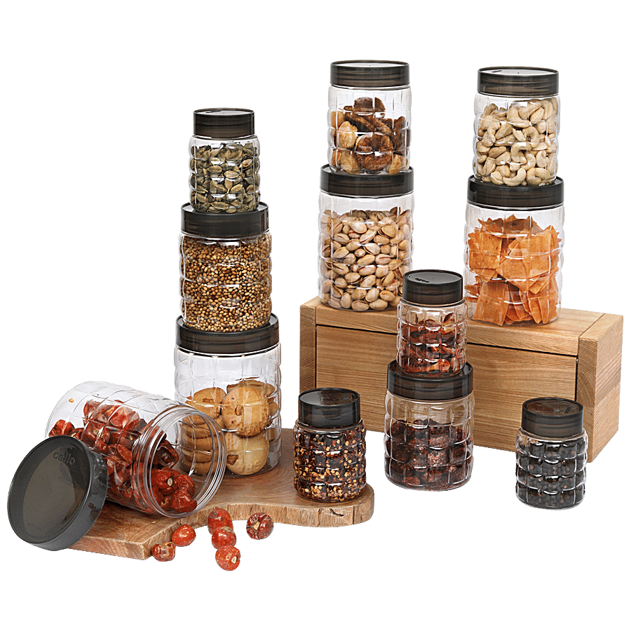 Cello Plastic PET Canister Set - Checkers