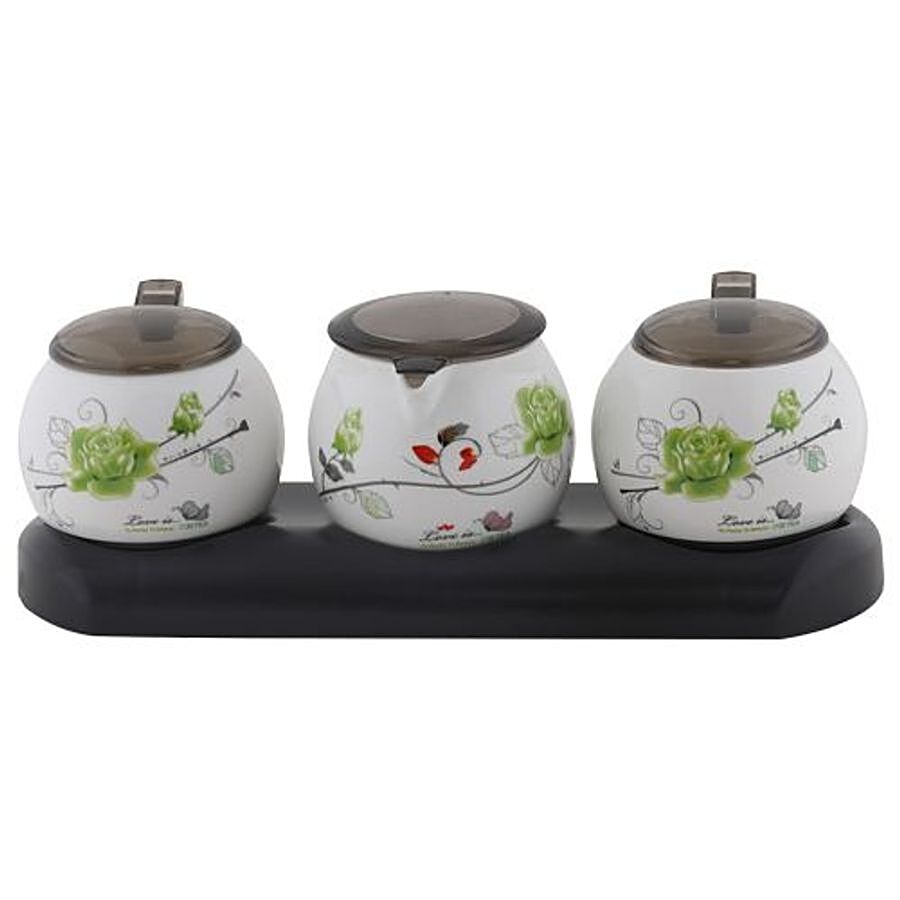 DP BB 603 Condiment Set with Tray - Black & White