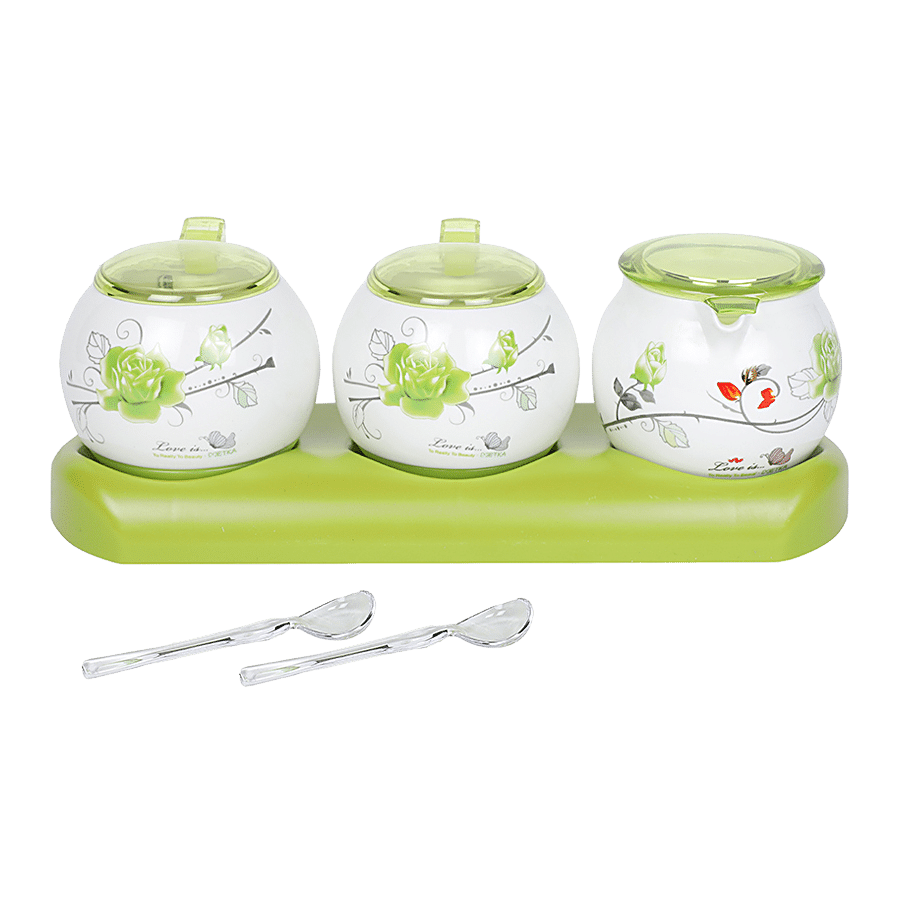 DP BB603 Condiment Set with Tray - Green & White