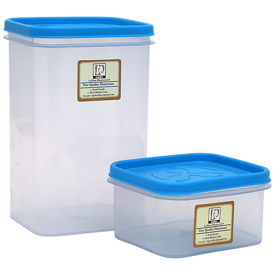 Laplast Storewell Airtight Container with Blue Lid - Transparent