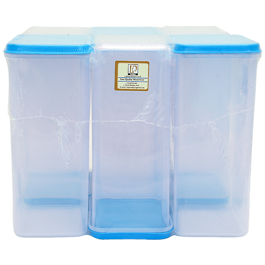 Laplast Storewell Airtight Container with Blue Lid - Transparent