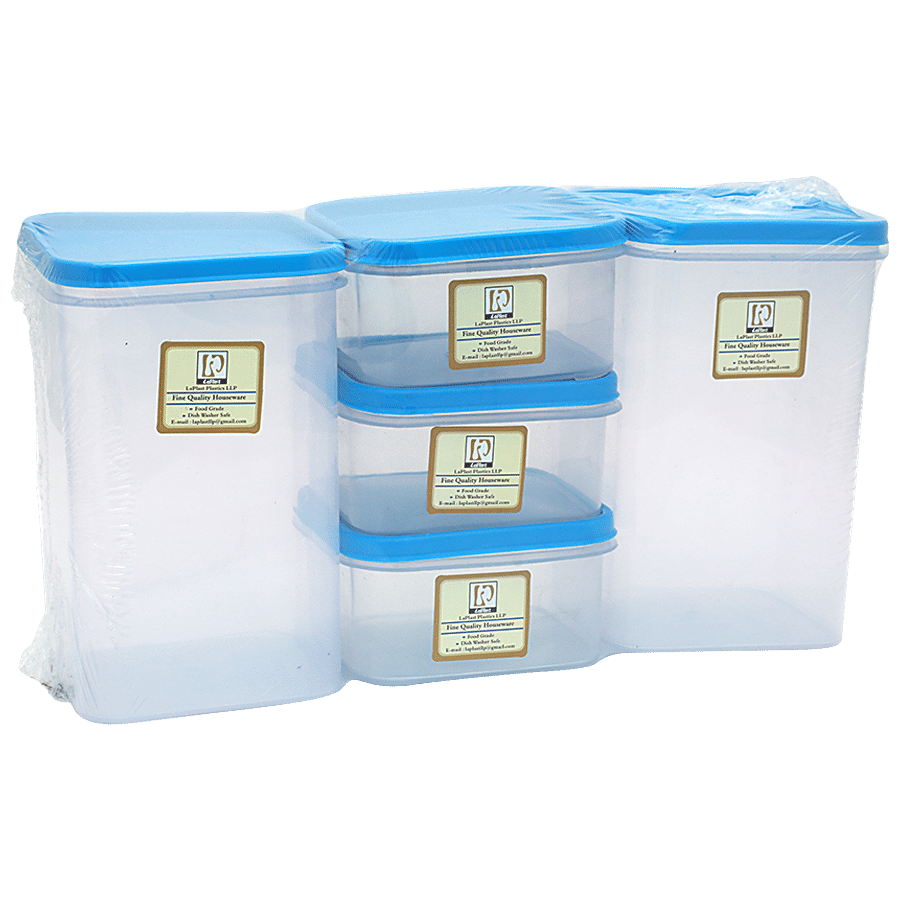 Laplast Storewell Airtight Container with Blue Lid - Transparent