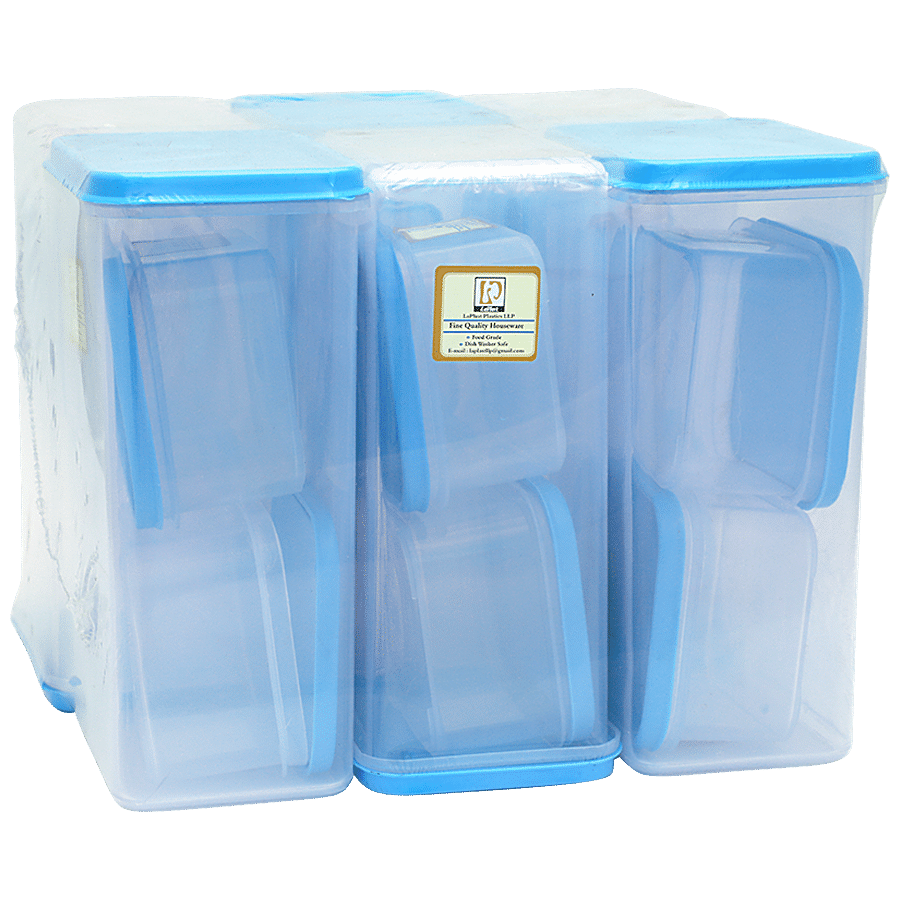 Laplast Storewell Airtight Container with Blue Lid - Transparent