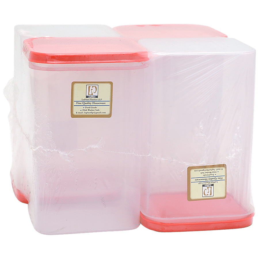 Laplast Storewell Airtight Container with Orange Lid - Transparent