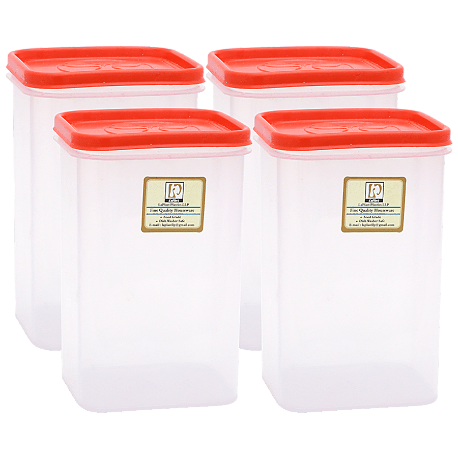 Laplast Storewell Airtight Container with Orange Lid - Transparent