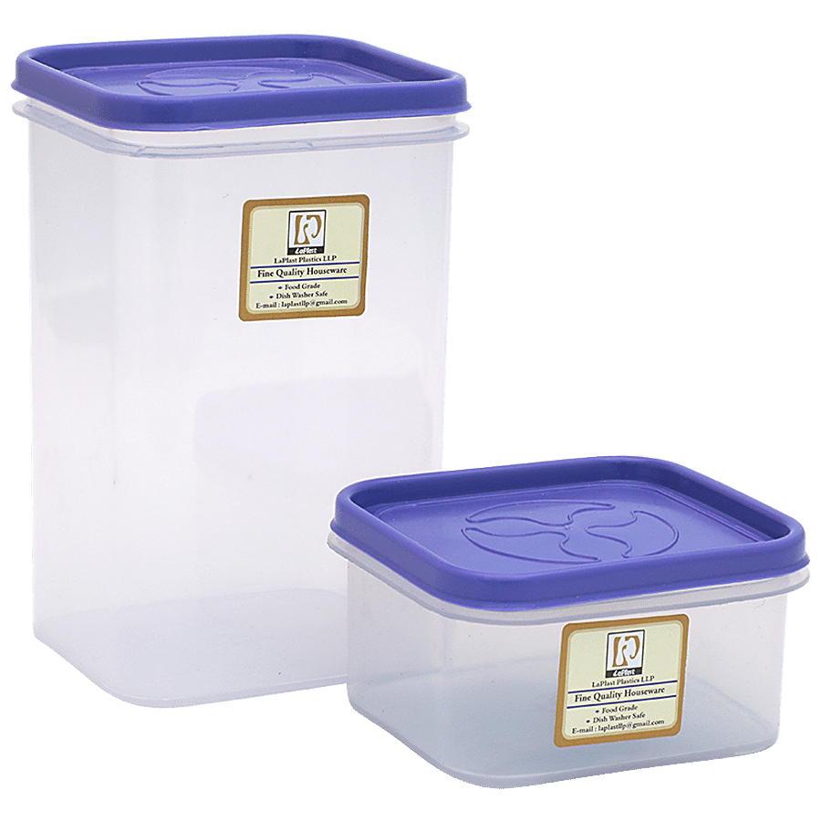 Laplast Storewell Airtight Container with Purple Lid - Transparent