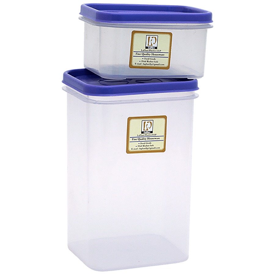 Laplast Storewell Airtight Container with Purple Lid - Transparent