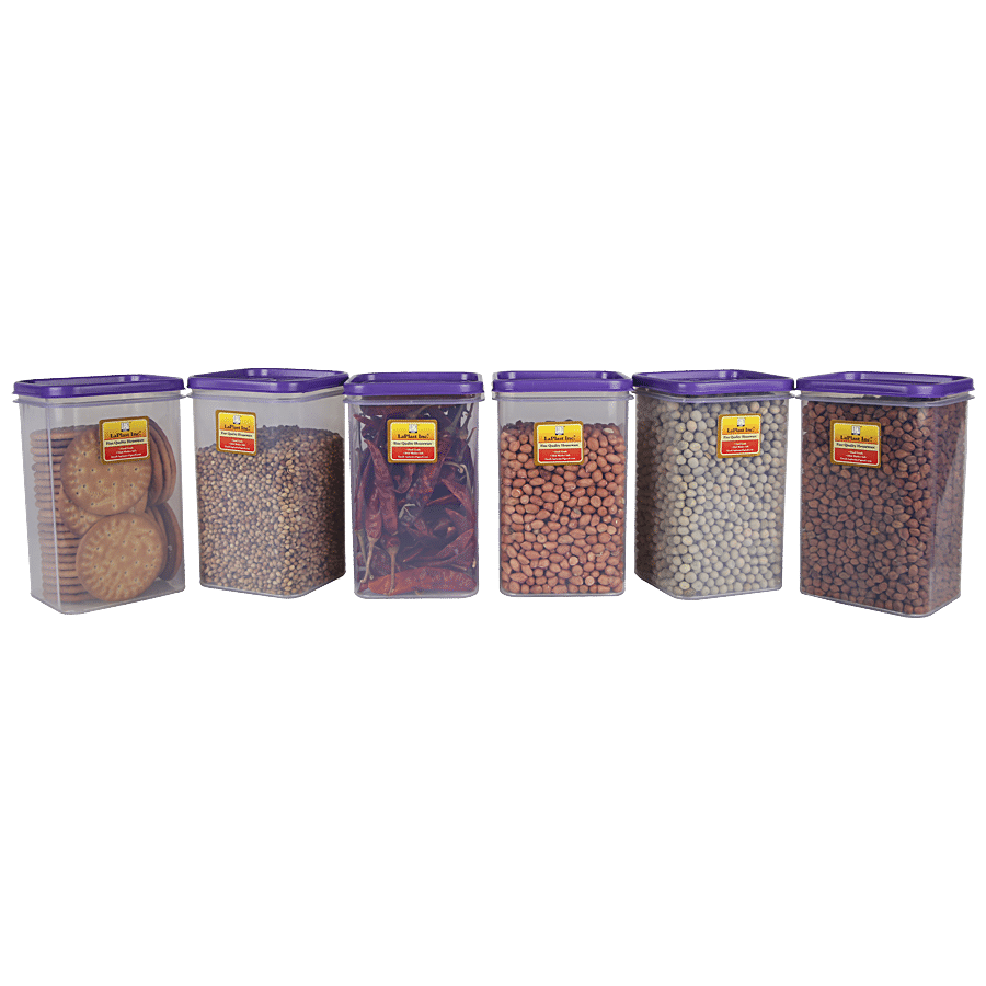 Laplast Storewell Airtight Container with Purple Lid - Transparent