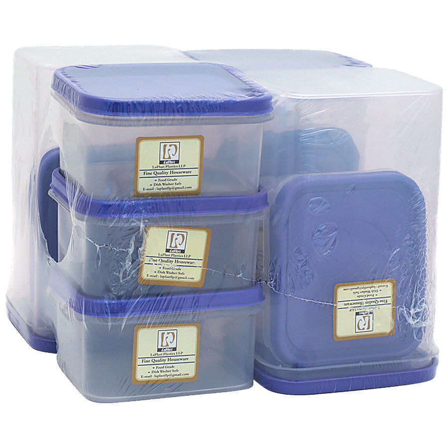 Laplast Storewell Airtight Container with Purple Lid - Transparent