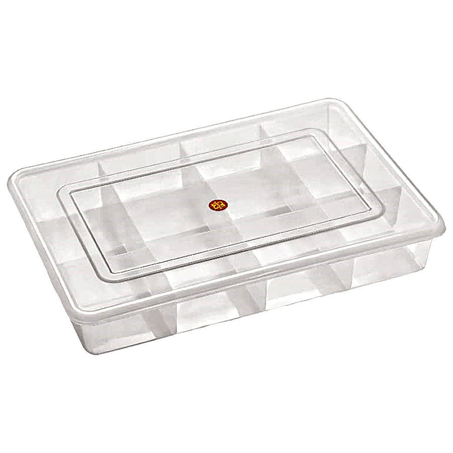 Nakoda Jewlery Items Container - Multipurpose With12 Partition/Grid-Transparent