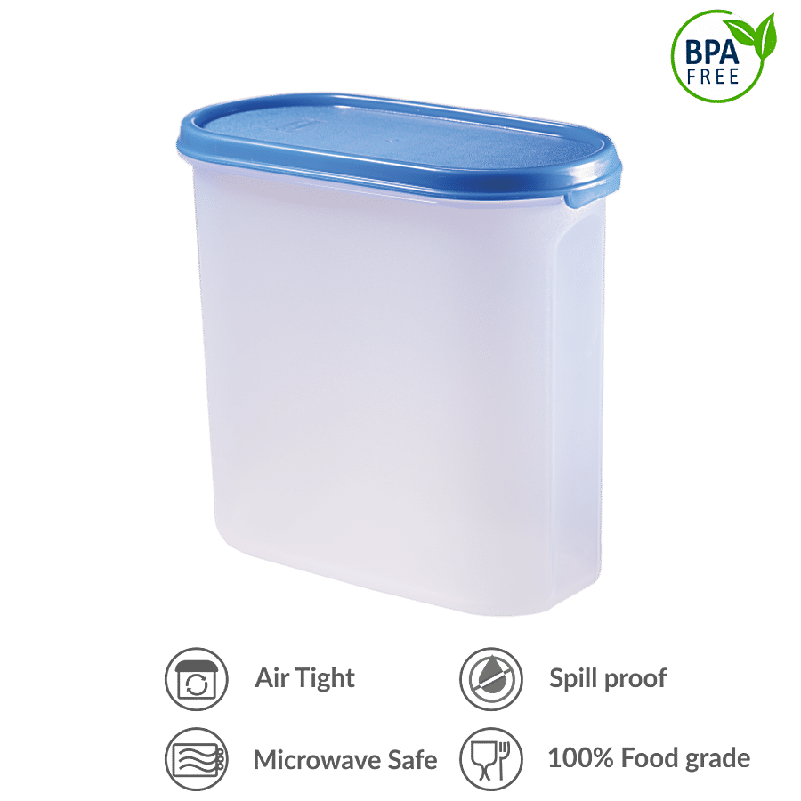 Polyset Magic Seal Oval Storage Plastic Container Transparent - Royal Blue