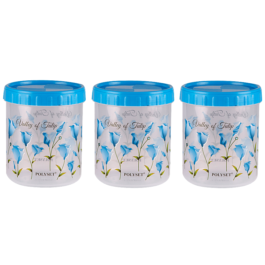 Polyset Plastic Twisty Storage Printed Containers - Blue