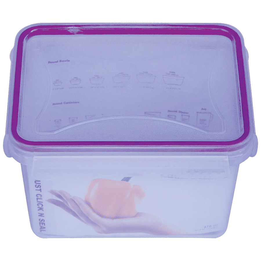 Princeware Click N Seal Rectangular Microwaveable Plastic Container - L5915-VL