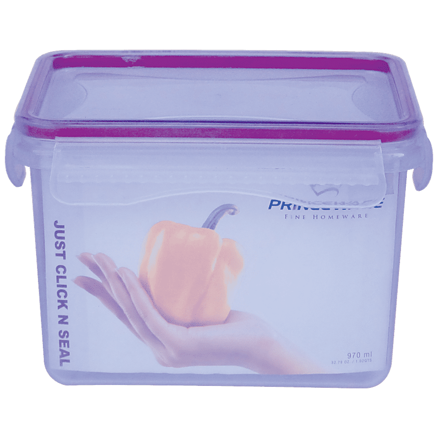 Princeware Click N Seal Rectangular Microwaveable Plastic Container - L5915-VL