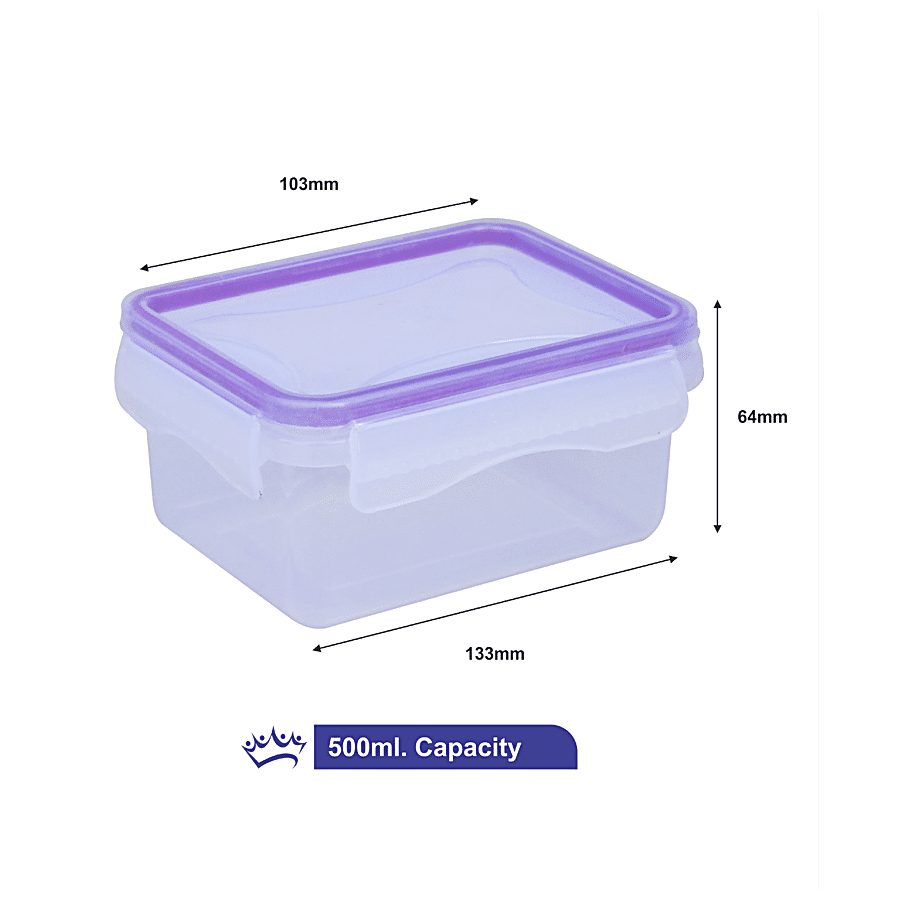 Princeware Click N Seal Rectangular Microwaveable Plastic Container - L5927-VL