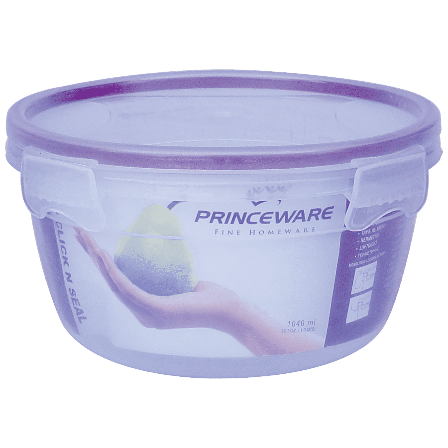 Princeware Click N Seal Round Packing Microwaveable Plastic Container - L5964-VL