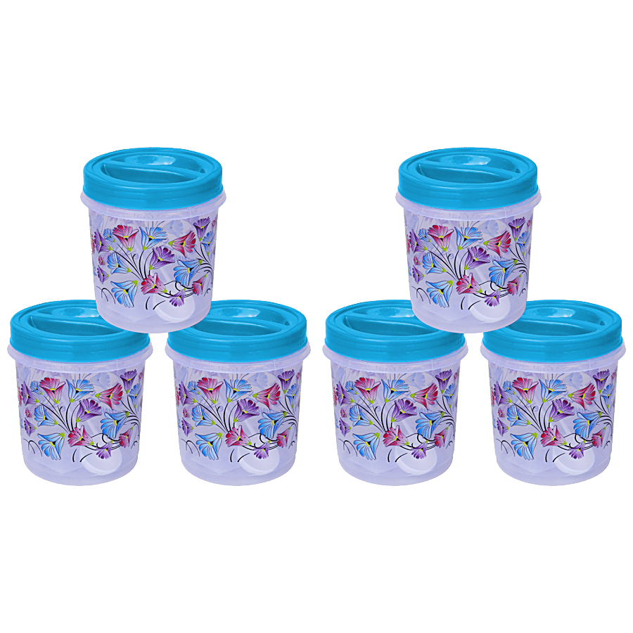 Princeware Twister Delight Flower Printed Plastic Container - Blue