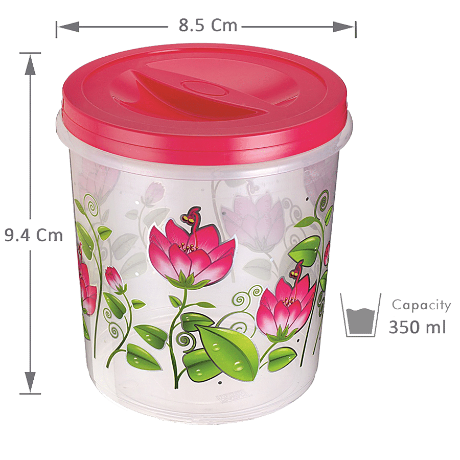 Ratan Printed Plastic Container Storage Crystal - Pink