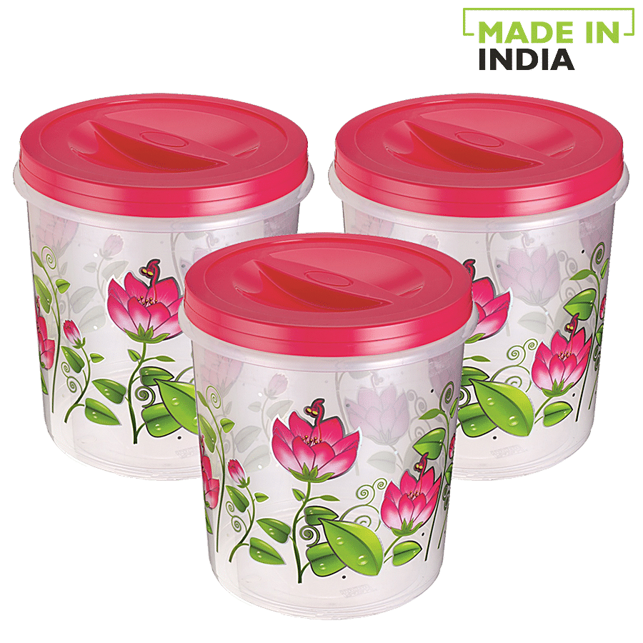 Ratan Printed Plastic Container Storage Ezeelock - Pink