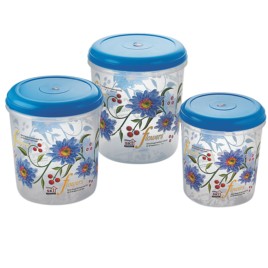 SKI Classic Printed Plastic Container Storage Set - Lightweight