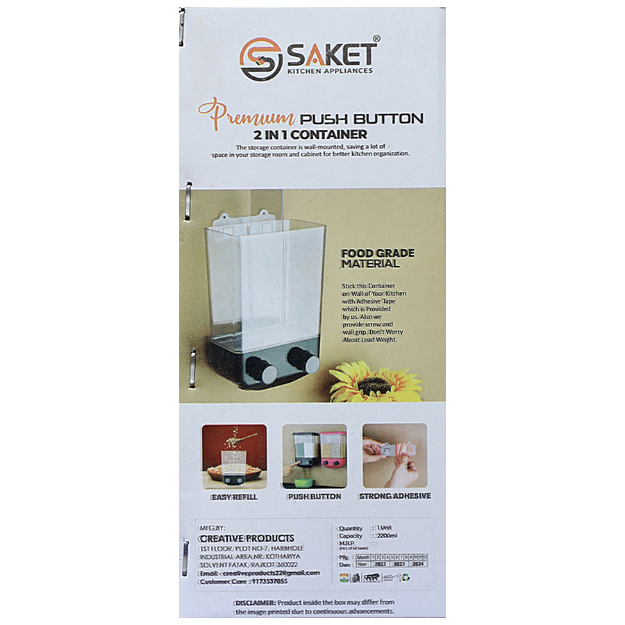 Saket Push Button 2 In 1 Container Storage Tank Cabinet - Premium