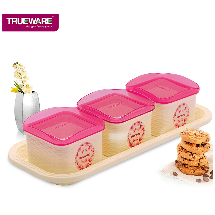 Trueware Daffodil Airtight Containers With Tray - BPA Free