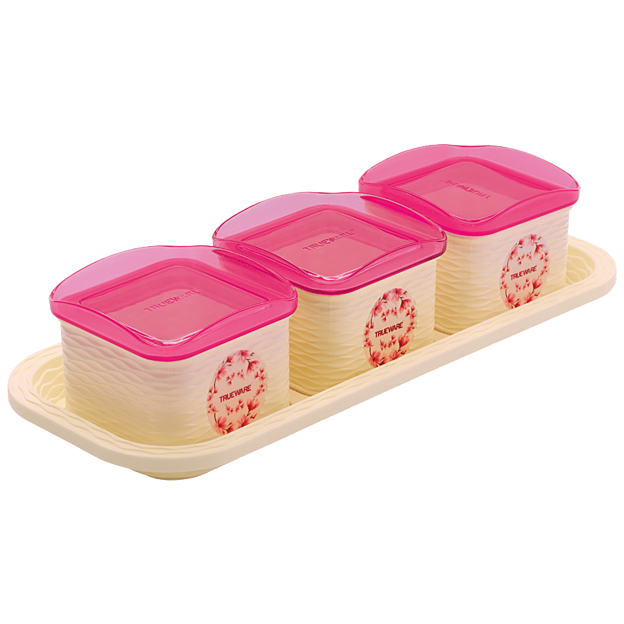 Trueware Daffodil Airtight Containers With Tray - BPA Free