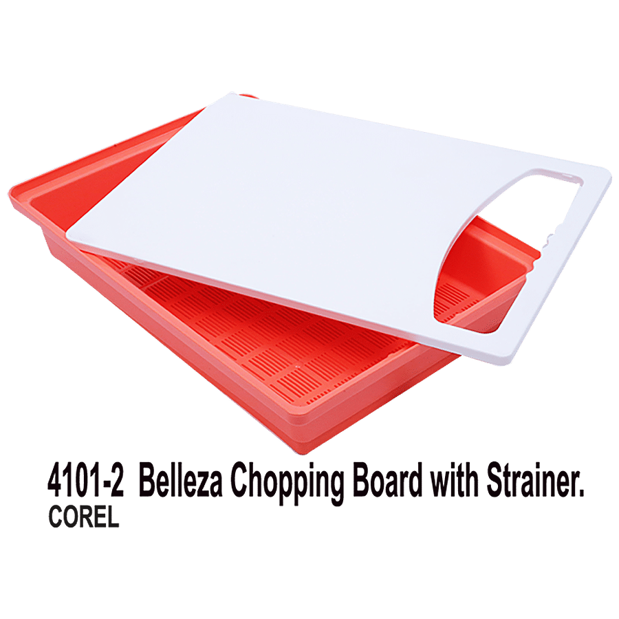 Unica Belleza Chopping Board With Strainer.- Angular Base