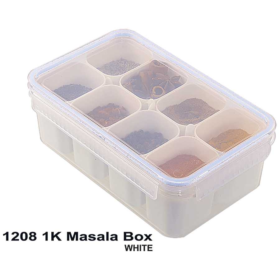 Unica Masala Box Storage Container - Transparent & White