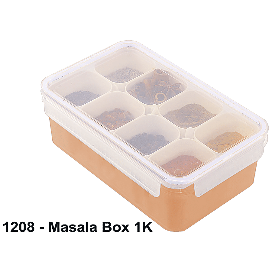 Unica Masala Box Storage Container - Transparent & Yellow