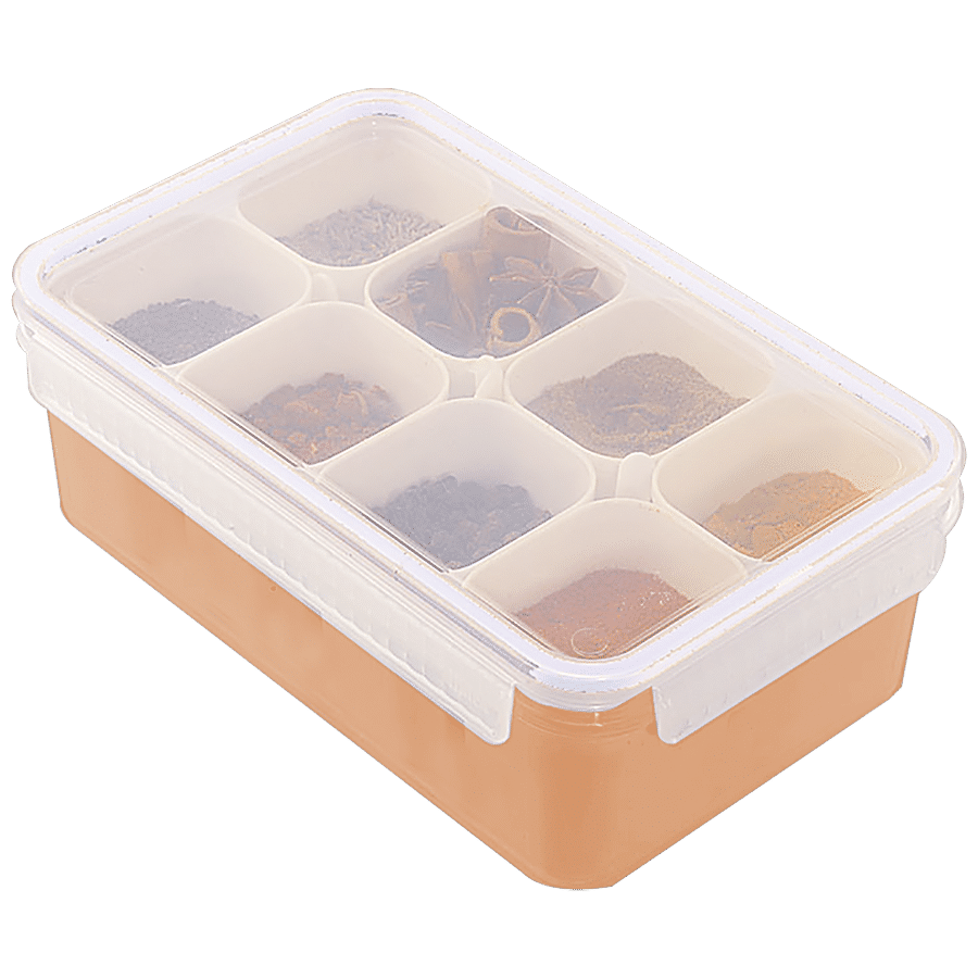 Unica Masala Box Storage Container - Transparent & Yellow