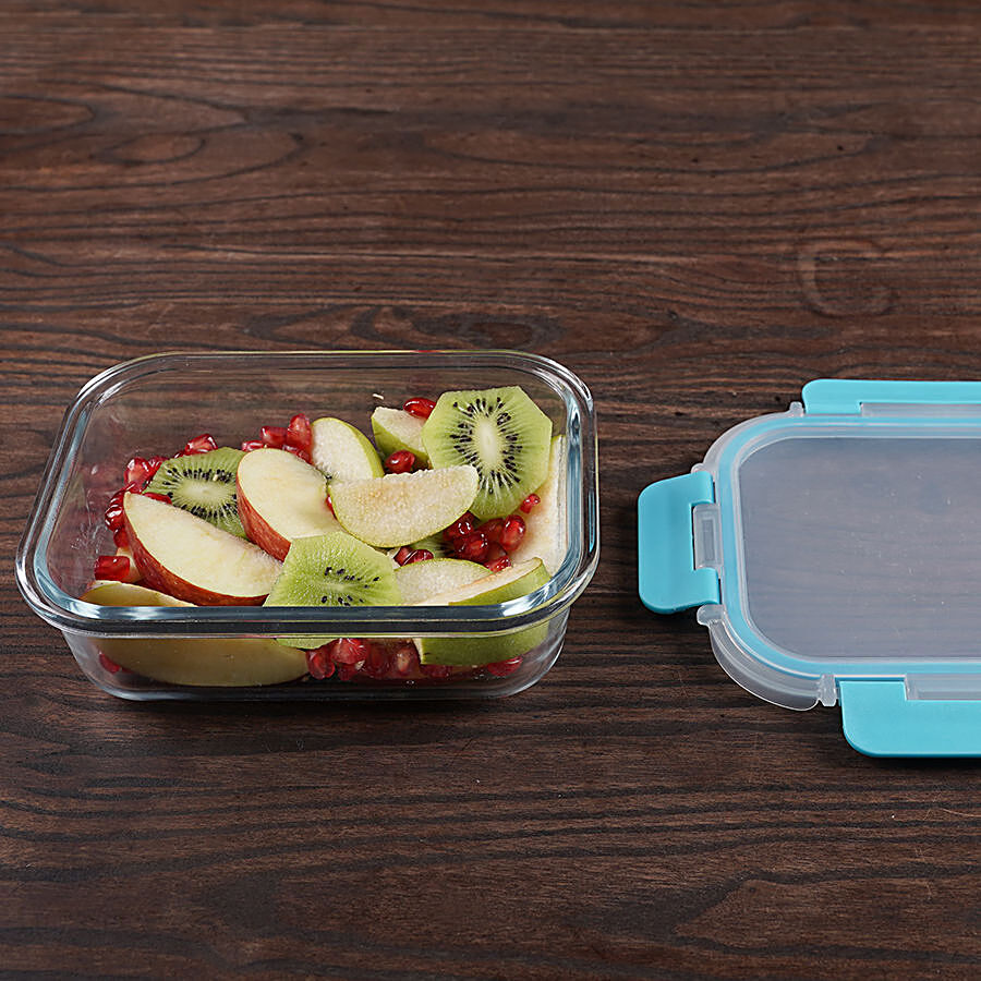 bb home Food Container with Dark Blue Lid - Transparent