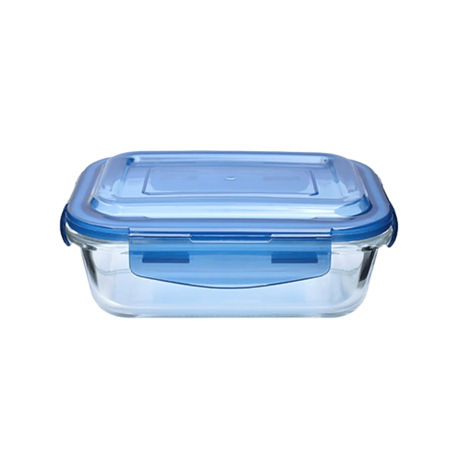 bb home Food Container with Dark Blue Lid - Transparent