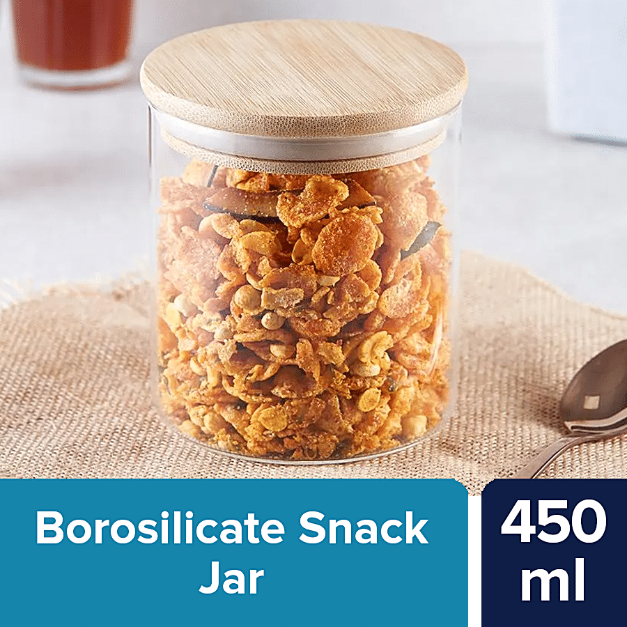 bb home Glass Snack/ Cookie/ Dry Fruit Borosilicate Jar - Paulo