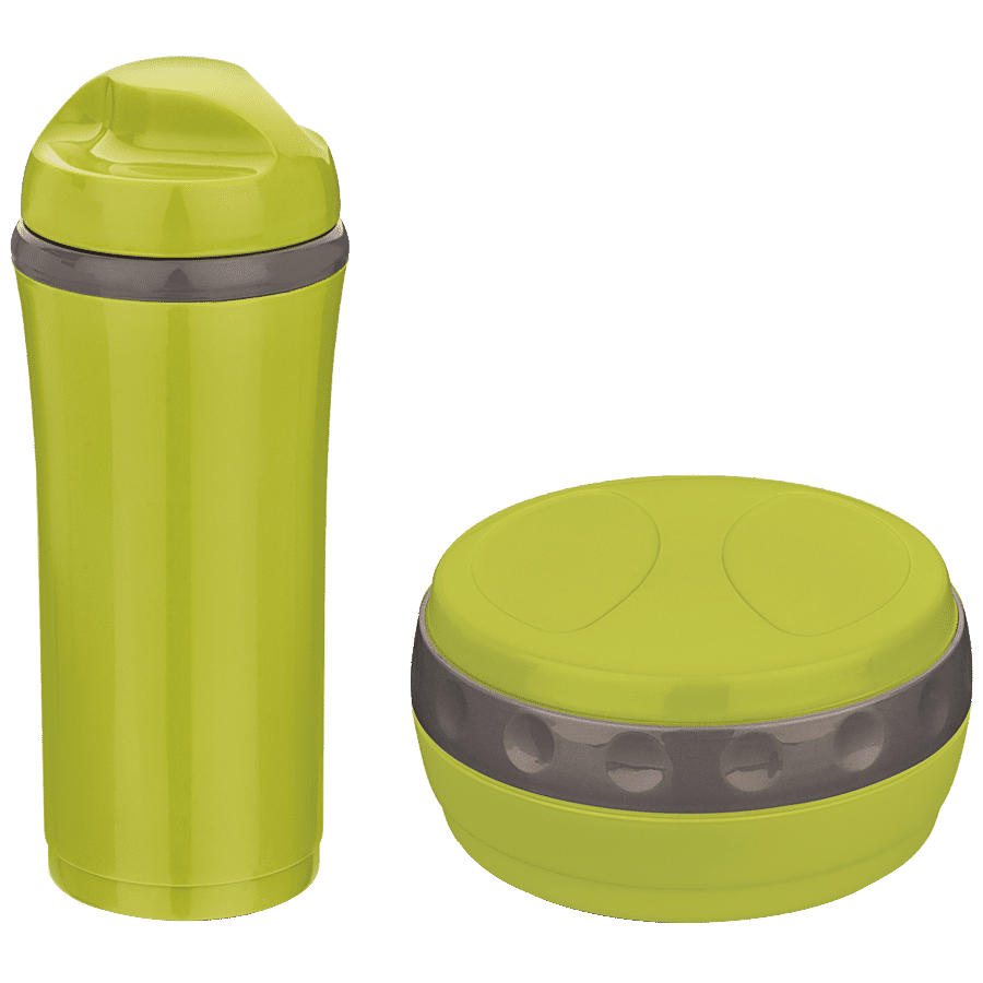 Asian Bite & Sip Flask And Lunch Box/Tiffin Box - Green Colour