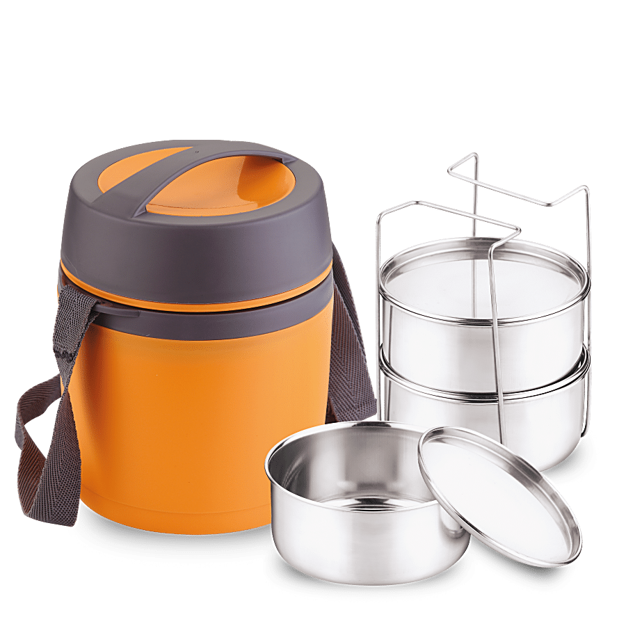 Asian Happy Meal Insulated Lunch/Tiffin Box With Steel Containers - Microwave Safe